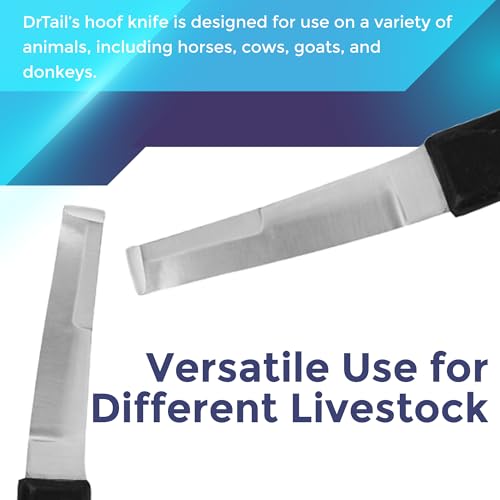 Regular Hoof Knife for Horses – Farrier Tool with Plastic Grip – Hoof Trimming Knife for Equine Care & Veterinary Use (Left Hand) - style: Wide Blade - RH