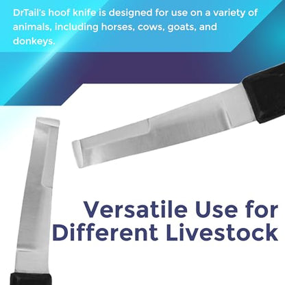Regular Hoof Knife for Horses – Farrier Tool with Plastic Grip – Hoof Trimming Knife for Equine Care & Veterinary Use (Left Hand) - style: Wide Blade - RH