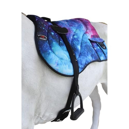Horse Neoprene Padded Anti-Slip Bareback Saddle Pad Blue Plaid 39TS04 - color: Galaxy, size: 24" L x 35" W