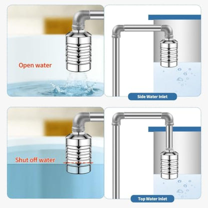 2Pcs Aquapulse Water Float Valve, Stainless Steel 1/2inch to 3/4inch Automatic Water Shut Off Float Valves for Garden Hose, Stock Tank, Water Tanks, Livestock Troughs, Pool, Water Trough