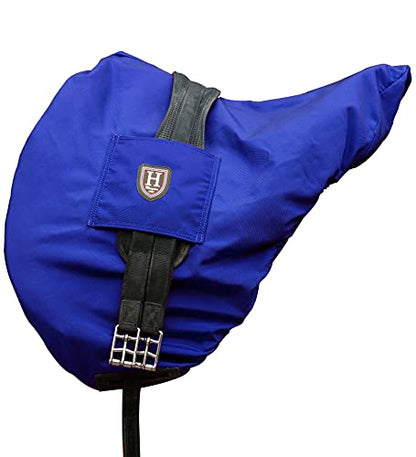 Harrison Howard Premium English Saddle Cover, Waterproof & Breathable Fleece-Lined Protective Saddle Cover - color: Champion Blue, size: GP/CC-One Size