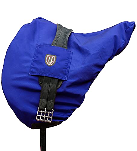 Harrison Howard Premium English Saddle Cover, Waterproof & Breathable Fleece-Lined Protective Saddle Cover - color: Champion Blue, size: GP/CC-One Size