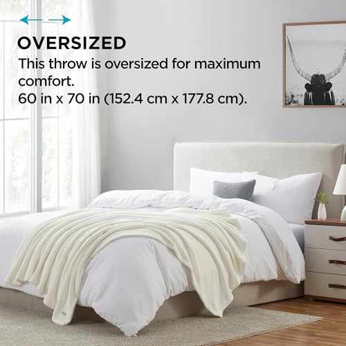 Brookstone Nap Plush Throw Blanket for Couch | Warm & Super Soft Blanket with Unmatched Heavy, Dense, and Ultra-Comfy Throw | Luxurious Drape, Cozying Up on a Sofa, Chair | Ivory - color: Ivory