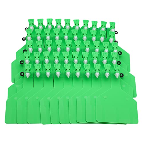 50 Pcs Blank Cattle Ear Tags, TPU One-Piece Flexible Livestock | Ear Tags for Cow Sheep Goat Pig Hog Calf, Large Size Tagging Writable Animal Identification Tags Farm Supplies (Green) - color: Green