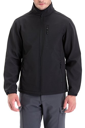 TRAILSIDE SUPPLY CO. Men's Softshell Jacket Fleece Lined Windbreaker,Lightweight Water Resistant Winter Coat - color: Black (022), size: Large
