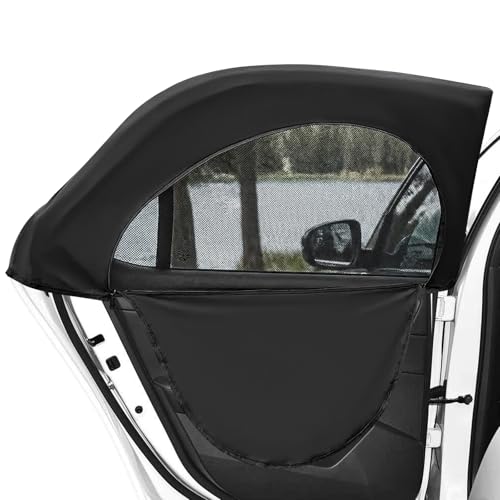 Car Window Shades, Breathable Mesh Rear Side Window Screen Privacy Shade with Zipper, Stretchable Net Curtain Sun & Heat Protection Cover for Most Car Side Windows - color: Rear Window