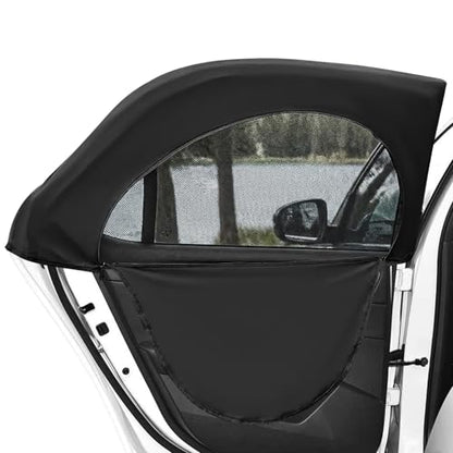 Car Window Shades, Breathable Mesh Rear Side Window Screen Privacy Shade with Zipper, Stretchable Net Curtain Sun & Heat Protection Cover for Most Car Side Windows - color: Rear Window