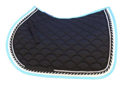 Horse Quilted ENGLISH SADDLE PAD Trail Dressage 72Dressage - color: Black/Turquoise