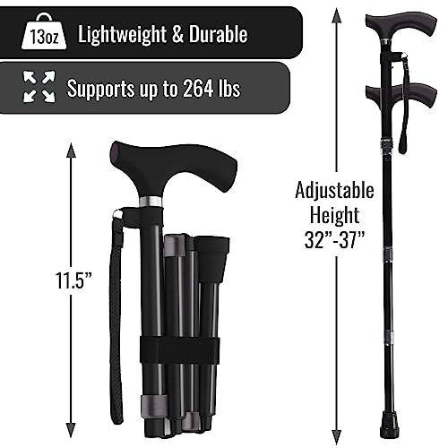 Switch Sticks Folding Walking Cane For Women & Men - color: Black