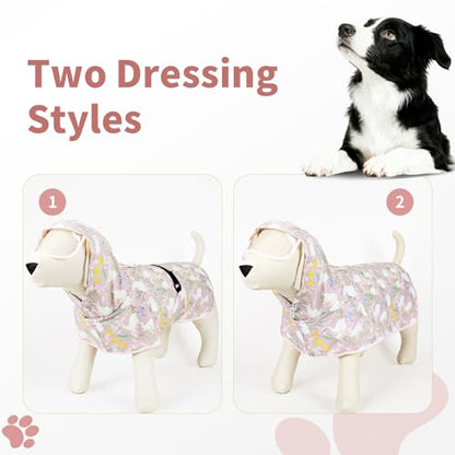 Dog Raincoat,Dog Rain Jacket Poncho with Hood and Leash Hole(Rabbit,M) | Windproof,Waterproof,Leash Loop,Adjustable,Rabbit Design - color: Pink, size: M(11-16lbs)