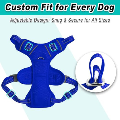 BARKBAY Dog Harness for Small Sized Dog No Pull Mesh 2 Clips Dog Vest - color: Sapphire Blue-Mesh, size: X-Small