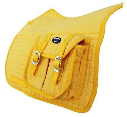 Horse Saddle Pad English Ausie Quilted Fleece All-Purpose Pockets Yellow 72144