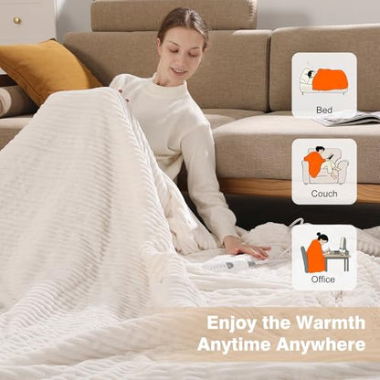 Electric Blanket Twin Size Heated Blanket Twin for Adult Machine Washable - color: White, size: Twin(62"x84")