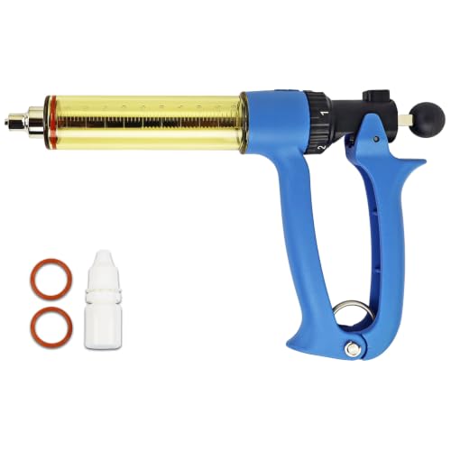 VET.PLUS 50ML Automatic Livestock Syringe for Cow Goat Hog Sheep, Continuous Repeating Cattle Vaccine Gun, Dose Adjustable Luer Lock Interface Veterinary Syringe - size: 1 Tube (50ML)