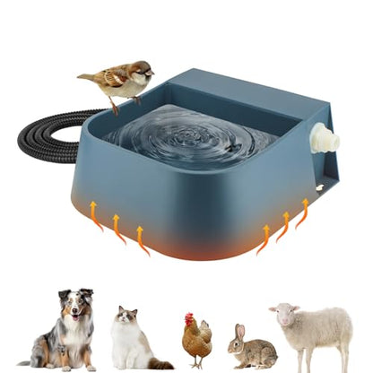 NAMSAN Automatic Water Dispenser for Dogs, Heated Watering Trough Outdoor Cat Feeder, Water Bowl Dispenser Heater for Small to Large Pets, Wild Animals, Bird Bath Dish Water Auto-Fill