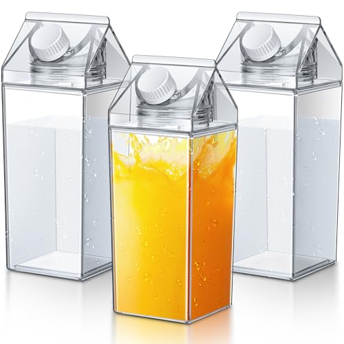 Remerry 3 Pcs Milk Carton Container, Square Acrylic Plastic Clear - color: Clear, size: 25 oz