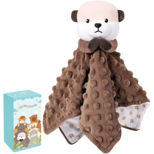 Loveys for Babies, Brown Prayer Otter Baby Security Blanket | Soft Baby Blanket Lovey for Newborn Infant Toddler, Lovey Baby Snuggle Toy Stuffed Animal, 12in Baby Gifts for Boys Girls - color: Brown Otter