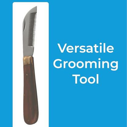 Mane & Tail Comb for Horses – Heavy-Duty, Ergonomic Design with Fold-Up Thinning Comb for Easy Carry & Wooden Handle – Ideal for Gentle Detangling, Grooming, and Equine Hair Care - size: One Size (Wooden Handle)