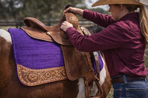 CHALLENGER 32x30 Horse Saddle PAD Western Contoured Wool Felt Moisture Wicking Brown 39209 - color: Purple, size: 32" Spine x 15" Drop