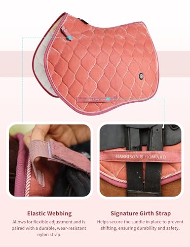 Harrison Howard Close Contact Horse Saddle Pad for Jumping, w/Velvet Hue - color: Light Salmon Pink