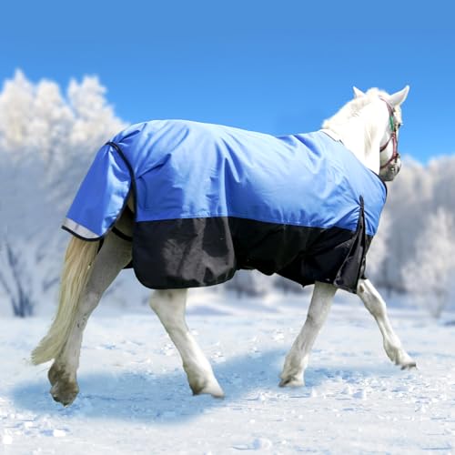 69” Winter Horse Blanket, 1200D Waterproof Poly Horse Turnout Blanket, Durable Tear-Resistant Thick Horse Blanket with Snuggit 220G Filling, Breathable Warmth Turnout Blankets for Horse - size: 69“