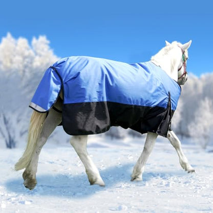 78” Winter Horse Blanket, 1200D Waterproof Poly Horse Turnout Blanket, Durable Tear-Resistant Thick Horse Blanket with Snuggit 220g Filling, Breathable Warmth Turnout Blankets for Horse - size: 78“