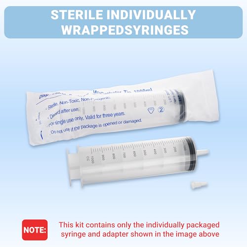 1000ml Large Syringe, Epoxy Plastic Syringes for Liquids with Tip Adapter | Large Syringe for Scientific Labs, Measuring, Watering, Refilling, Filtration, Plants, Multiple Uses, Individually Sealed - style: 1000 ML