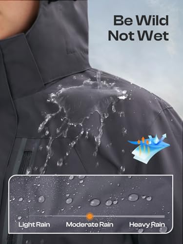 Womens Waterproof Rain jacket Lightweight Raincoat with Removable Hood - color: Grey, size: X-Large
