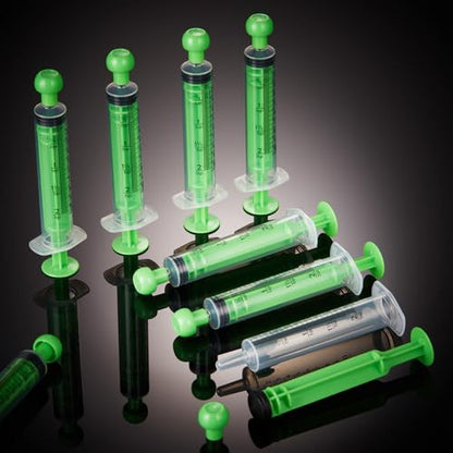 TrelaCo 20 Pack 10ml Oral Syringes with Cap Plastic No Needle, Green | Measuring Dispensing for Liquid Medication, Individually Sealed, Pet Feeding Lab Sample, Clear Graduated Markings,Halloween - size: Green