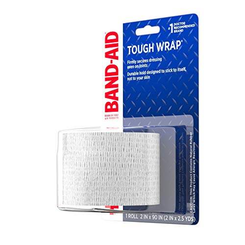 BAND-AID Brand of First Aid Products Tough Wrap, 2 in x 2.5 yd, 1 Roll | Self-Adhesive Bandage Wrap, Durable Protection for First Aid, Flexible Waterproof Wound Care for Minor Cuts, Scrapes & Burns - style: Tough Wrap