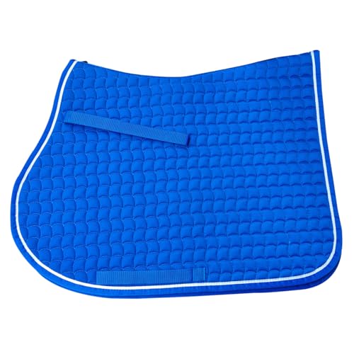 Premium English Horse Saddle Pad, Quilted Square Design, Available in Pink, Mint Green and Red etc, All-Purpose with Girth Straps (Royal Blue) - color: Royal Blue