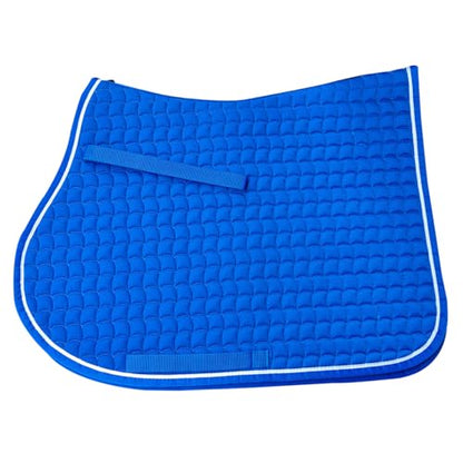 Premium English Horse Saddle Pad, Quilted Square Design, Available in Pink, Mint Green and Red etc, All-Purpose with Girth Straps (Royal Blue) - color: Royal Blue