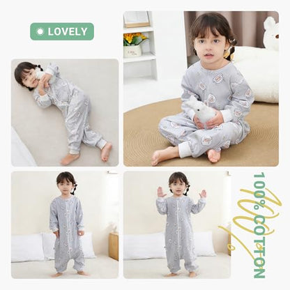 MICHLEY Baby Sleeping Sack with Legs Cotton Long Sleeve Toddler Wearable Blanket Sleeping Bag 6 Months-6 Years - color: Sheep, size: 18-30 Months
