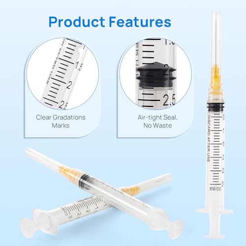 JMU 100 Pcs Dental Irrigation Syringes 3cc with 25G - size: 3ML 25G