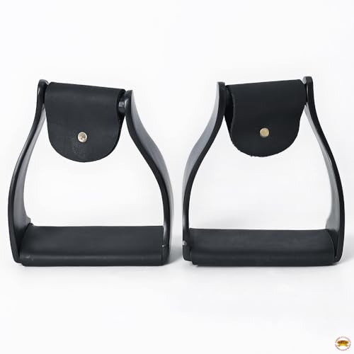 HILASON Aluminum Western Horse Stirrups 3 in Neck - color: Black