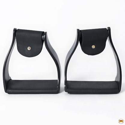 HILASON Aluminum Western Horse Stirrups 3 in Neck - color: Black