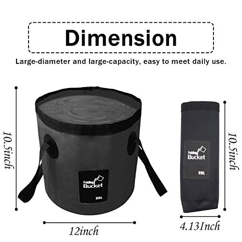 Esthesia Collapsible Bucket, 5 Gallon Portable Folding Water Container for Travelling, Camping, Hiking, Fishing, Gardening - color: Black
