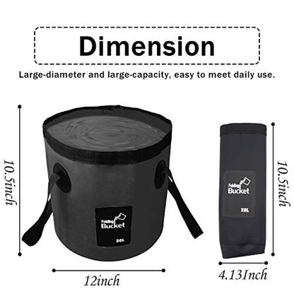 Esthesia Collapsible Bucket, 5 Gallon Portable Folding Water Container for Travelling, Camping, Hiking, Fishing, Gardening - color: Black