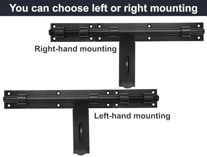 17in Slide Bolt Gate Latch,Left/Right Side Face Mount
