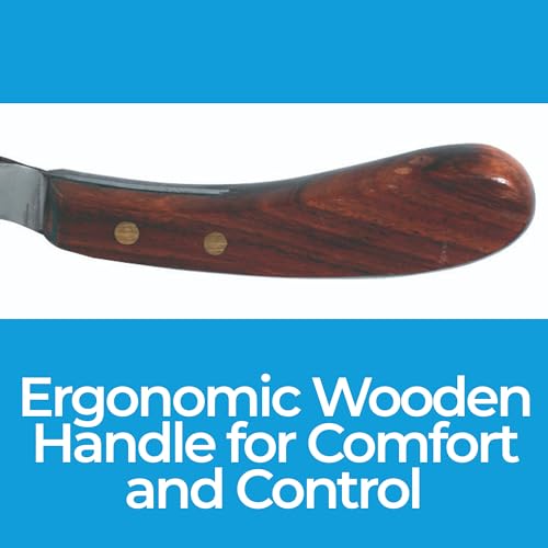 7 Inch Swiss Hoof Knife Double Edged – Stainless Steel Curved Blade Farrier Tool with Round Wooden Grip, Multipurpose Hoof Trimming Knife for Livestock. (Oval Hoof Knife) - style: Oval Hoof Knife