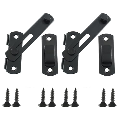 Waziaqoc Barn Door Latches, 3.93 x 2.75 Inch, Black, 2 PCS - size: 3.93 x 2.75 Inch