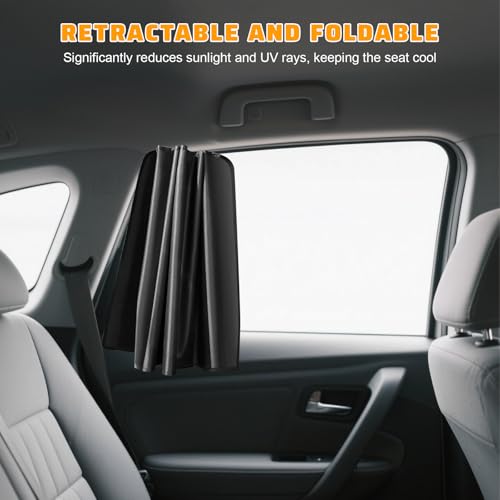 4 PCS Car Side Window Sun Shades, Heat Insulation Auto Windows Shades Privacy Protection Curtain with Magnets, UV Rays Blocker Window Cover for Most Vehicles, Car Accessories (Black) - color: Black