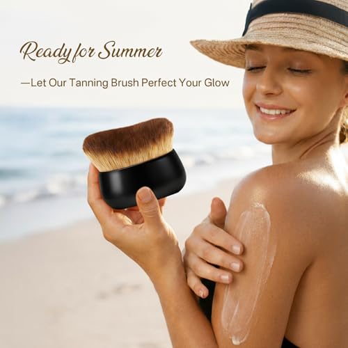 Streak-Free Kabuki Self Tanner Brush, Large Body Makeup Brush,Soft Dense Body Brus h for Self Tanner, Vegan Tanning Brush for Self Tan, Even Coverage, Ideal for Mousse, Lotion & Bronzing Foam, Black - color: Black