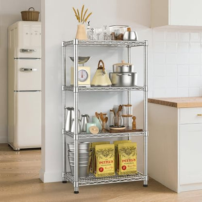 4- Shelf Heavy Duty Metal Wire Shelving Unit Adjustable Industrial Storage Rack Steel Commercial Grade Shelving Standing Shelf organize 2200LBS,for Laundry Bathroom Kitchen Closet 14"Dx24"Wx47"H - size: 4-Tier-Silver[ 14"D x 24"W x 47.25"H]
