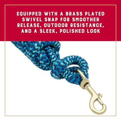 Weaver Equine 10' Performance Lead Rope, Brass-Plated Snap - color: Navy/Royal Blue/Turquoise