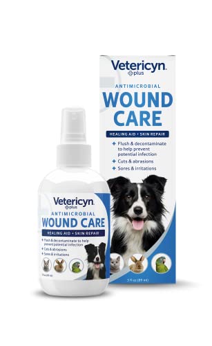 Vetericyn Plus Dog Wound Care Spray | Healing Aid and Skin Repair, Clean Wounds, Relieve Dog Skin Allergies, Safe for All Animals. 3 ounces - size: 3 oz
