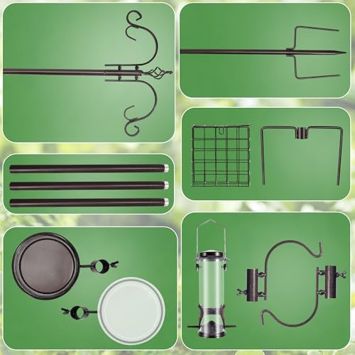 YINGYM Bird Feeding Station Kit, 87 Inch Bird Feeder Pole for Outside - size: 87 Inches without Squirrel Baffle