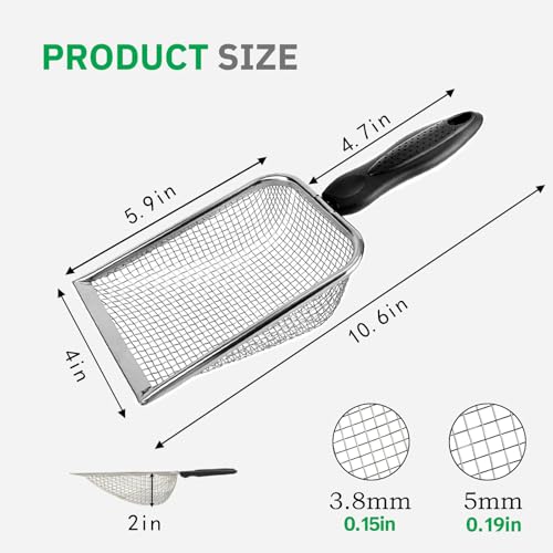 2 Pack Chicken Poop Scooper for Coop, Mesh Sifting Shovel 3.8mm 5mm Holes - size: 4" 2 Set