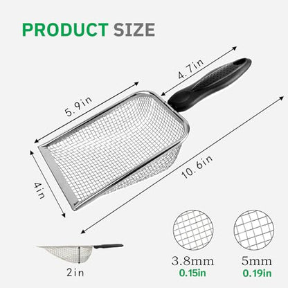 2 Pack Chicken Poop Scooper for Coop, Mesh Sifting Shovel 3.8mm 5mm Holes - size: 4" 2 Set