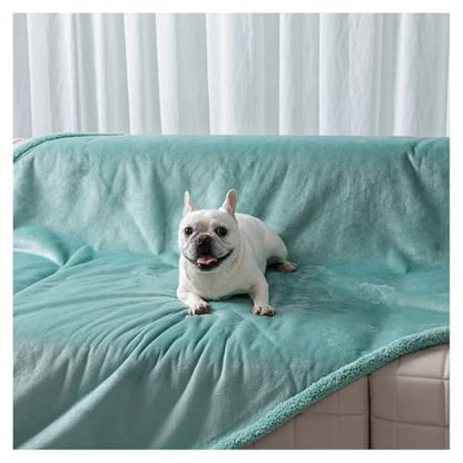 Waterproof Green Dog Blanket Reversible Pet Bed Cover Puppy Throw Blankets Leakproof Sofa Couch Cover Cat Pet Jacquard Blanket for Warm Fluffy Washable Mat-Green,L-65x57in - color: Green, size: L-145*165cm(57*65in)